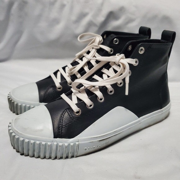 Balenciaga High Top Black Leather Sneakers Men’s Size 38 main image 6